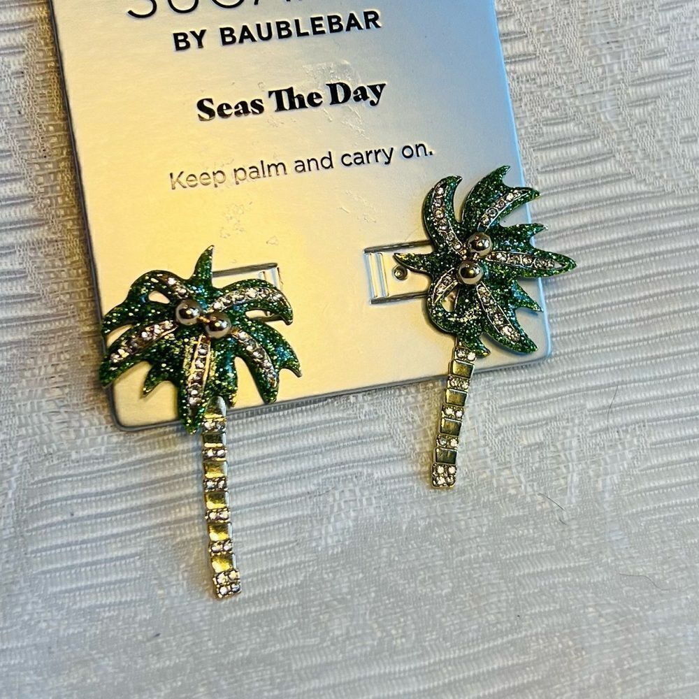 Sugarfix Baublebar Seas The Day Palm Trees Earrings NWT‎